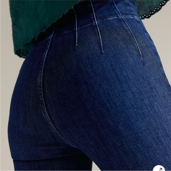 Free People We The Free Jayde Crop Flare Dark Blue Jeans NWT - Picture 3 of 8